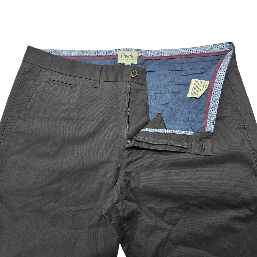 Perk Chino Pants‎ 40/32 Charcoal Grey Cotton Stretch Slim Fit Feel Good Chinos